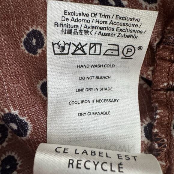 NWT Outerknown Rhiannon Ruffle Trim Tie Wrap Blouse Top Brown Women's Size XS - Picture 13 of 16